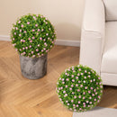 2 Pieces 15.7 Inch Artificial Boxwood Topiary Ball Tree Set
