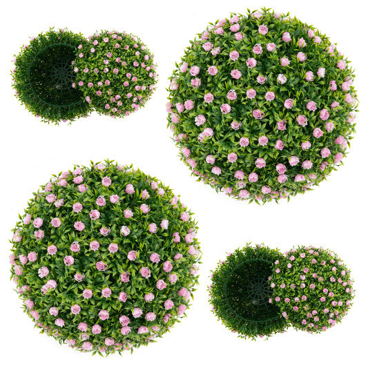 2 Pieces 15.7 Inch Artificial Boxwood Topiary Ball Tree Set