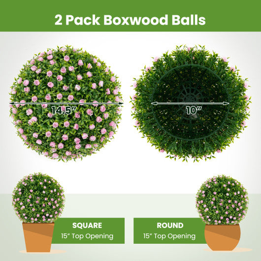 2 Pieces 15.7 Inch Artificial Boxwood Topiary Ball Tree Set