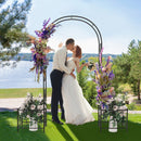 2 in 1 Garden Arbor with 2 Side Planters and 8 Ground Stakes-Black