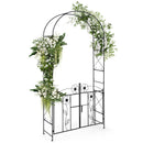 2 in 1 Garden Arbor with 2 Side Planters and 8 Ground Stakes-Black