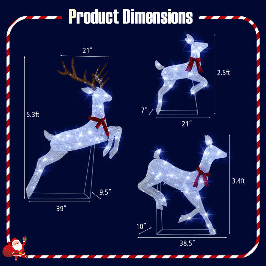 3-Piece Pre-Lit Christmas Deer Family Set