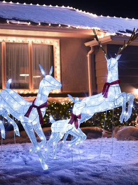 3-Piece Pre-Lit Christmas Deer Family Set