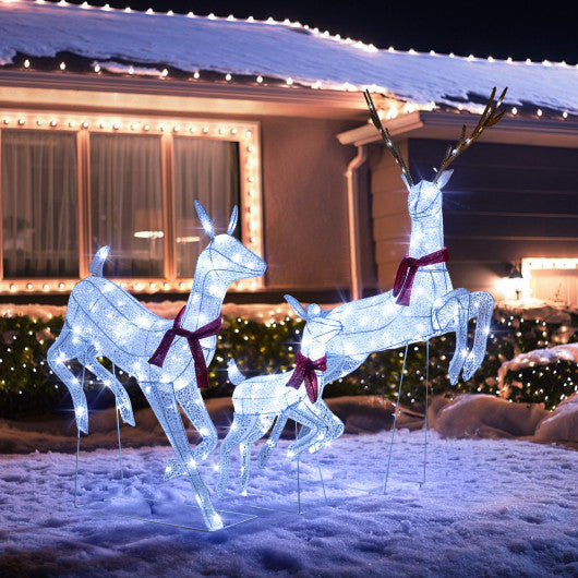 3-Piece Pre-Lit Christmas Deer Family Set