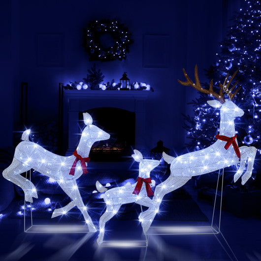 3-Piece Pre-Lit Christmas Deer Family Set