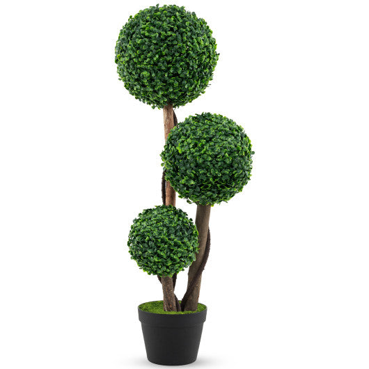 36 Inch Tall Artificial Boxwood Topiary Tree in Pot