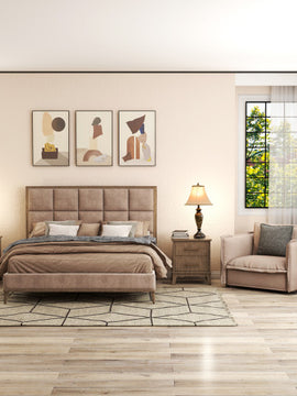 3-Piece Table and Floor Lamp Set with Linen Fabric Lamp Shades