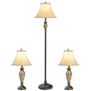 3-Piece Table and Floor Lamp Set with Linen Fabric Lamp Shades