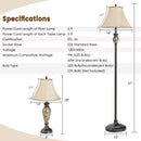 3-Piece Table and Floor Lamp Set with Linen Fabric Lamp Shades
