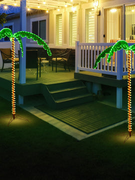 7 Feet LED Pre-lit Palm Tree Decor with Light Rope