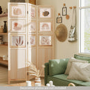3 Panel Folding Privacy Screen with 9 Swivel Paulownia Wood Photo Frames