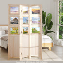 3 Panel Folding Privacy Screen with 9 Swivel Paulownia Wood Photo Frames