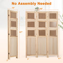 3 Panel Folding Privacy Screen with 9 Swivel Paulownia Wood Photo Frames