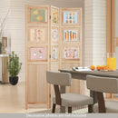 3 Panel Folding Privacy Screen with 9 Swivel Paulownia Wood Photo Frames
