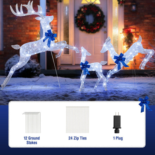 3-Piece Pre-Lit Christmas Deer Family Set