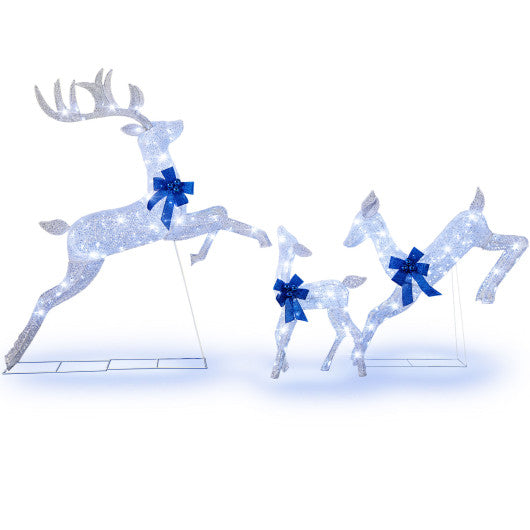 3-Piece Pre-Lit Christmas Deer Family Set