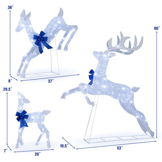 3-Piece Pre-Lit Christmas Deer Family Set