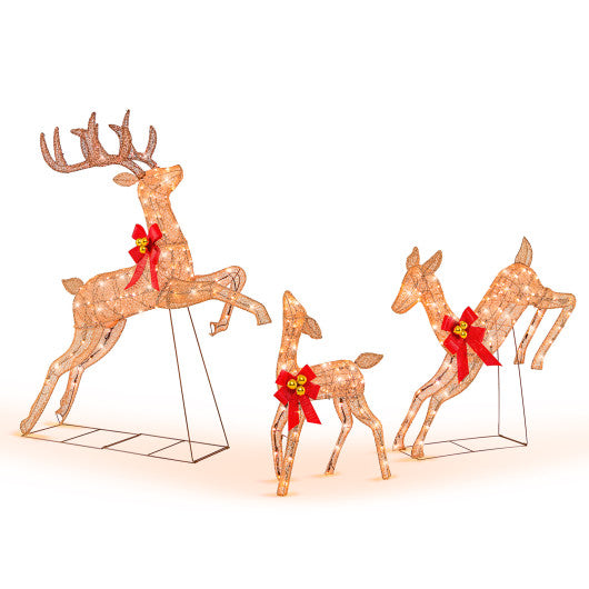 3-Piece Pre-Lit Christmas Deer Family Set