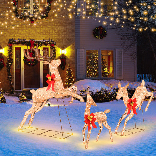 3-Piece Pre-Lit Christmas Deer Family Set