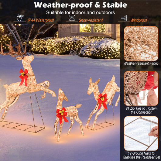3-Piece Pre-Lit Christmas Deer Family Set