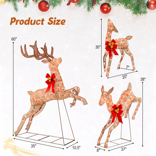 3-Piece Pre-Lit Christmas Deer Family Set