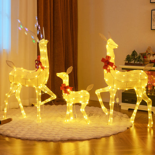 3-Piece Pre-Lit Christmas Deer Family Set