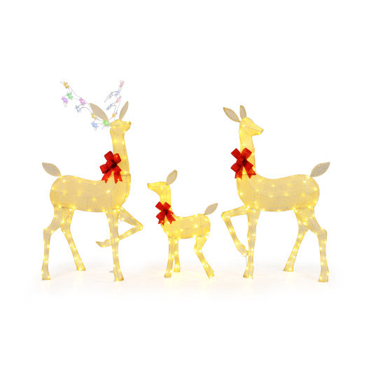 3-Piece Pre-Lit Christmas Deer Family Set