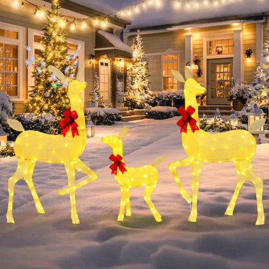 3-Piece Pre-Lit Christmas Deer Family Set