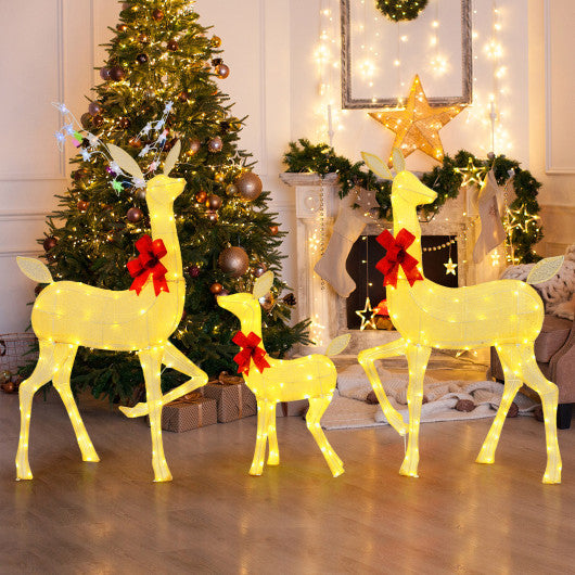 3-Piece Pre-Lit Christmas Deer Family Set