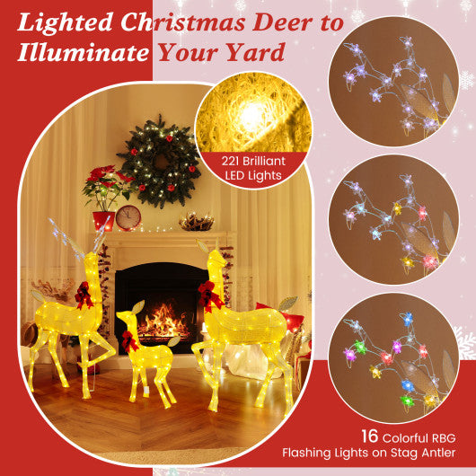3-Piece Pre-Lit Christmas Deer Family Set