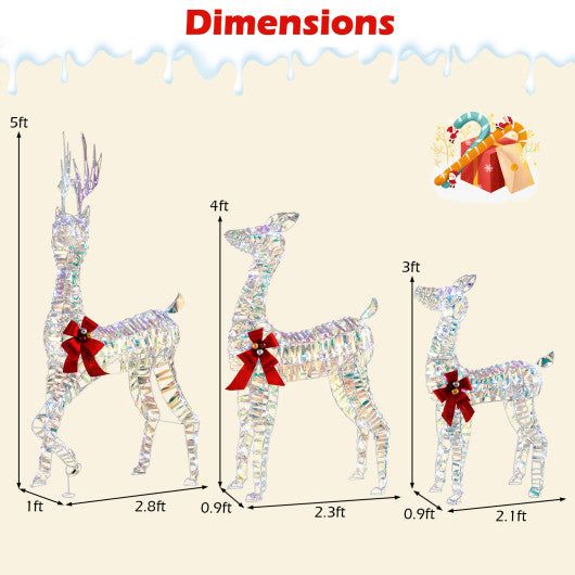3-Piece Pre-Lit Christmas Deer Family Set