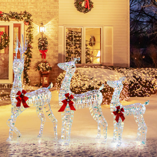 3-Piece Pre-Lit Christmas Deer Family Set