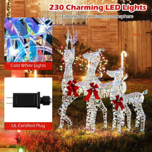 3-Piece Pre-Lit Christmas Deer Family Set