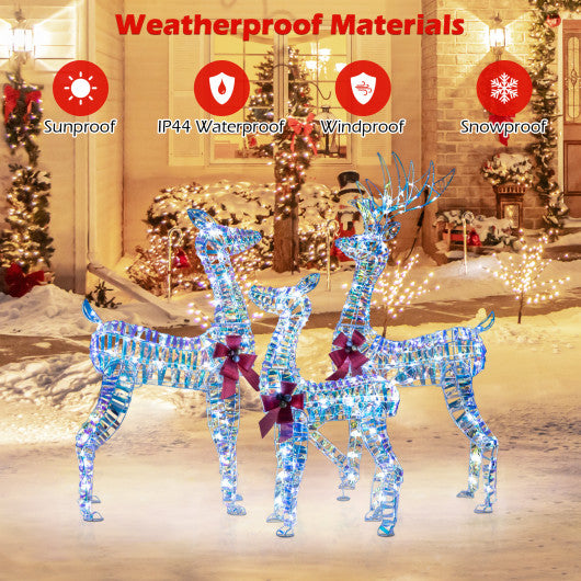 3-Piece Pre-Lit Christmas Deer Family Set
