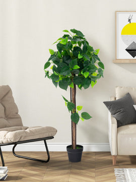 45 Inches Artificial Hydrangea Tree with Real Wood Trunk and Realistic Hydrangea Leaves