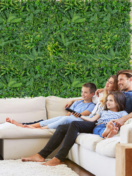 4 Pieces 20 x 20 Inch Artificial Hedge Boxwood Panels with Diverse Leaves