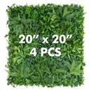 4 Pieces 20 x 20 Inch Artificial Hedge Boxwood Panels with Diverse Leaves