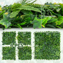 4 Pieces 20 x 20 Inch Artificial Hedge Boxwood Panels with Diverse Leaves