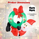 4 ft Inflatable Santa Claus Wreath with Red Bow and 5 LED Lights
