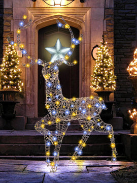 4.6 Feet Pre-Lit Christmas Reindeer with 170 Cold and Warm LED Lights