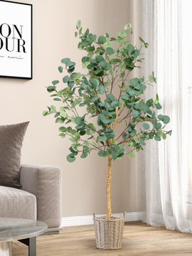 5.5 Feet Artificial Eucalyptus Tree with 517 Silver Dollar Leaves