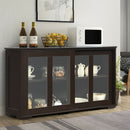 Kitchen Storage Cabinet with Glass Sliding Door