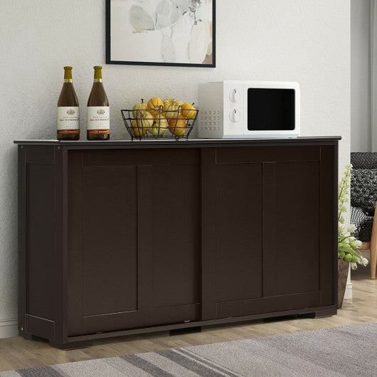 Kitchen Storage Cabinet with Glass Sliding Door