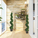 2 Pieces 4 Feet Artificial DÃ©cor Green Boxwood Spiral Tree Set
