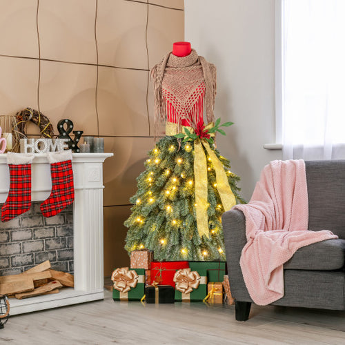 white christmas dresses 5 FT Pre-lit Mannequin Artificial Christmas Tree Dress Form Xmas Tree