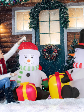 5 Feet 2 Cute Blow-up Snowman Christmas Inflatables with Gift Boxes