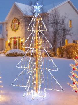 5 Feet Animated Christmas Tree with Warm and Cold LED Lights