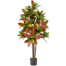 5 FT Tall Artificial Croton Plant with Gradient Leaves and Nursery