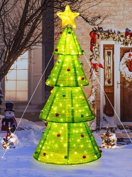 6.2 Feet Collapsible Christmas Tree with 200 Built-in LED Lights and Top Star Decoration