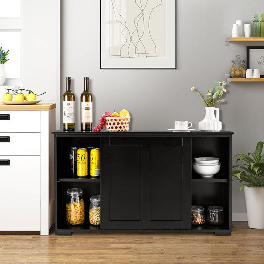 Kitchen Storage Cabinet with Glass Sliding Door